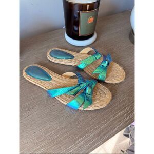 Alexandre Birman Clarita Iridescent‎ Leather Flat Sandals Size 39/8.5